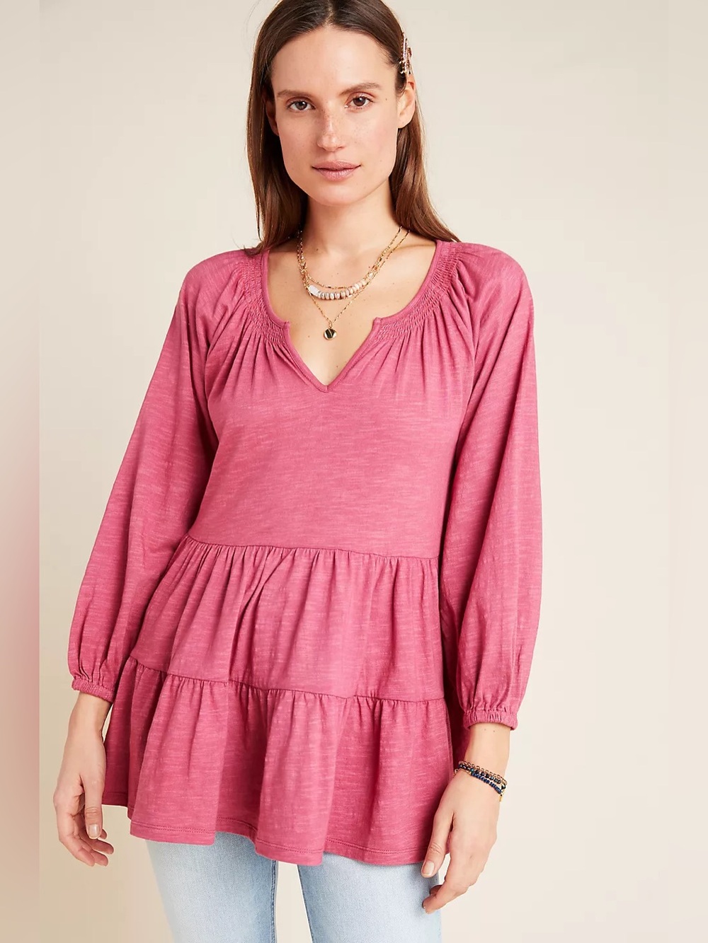 Maeve Isola Tiered Babydoll Top